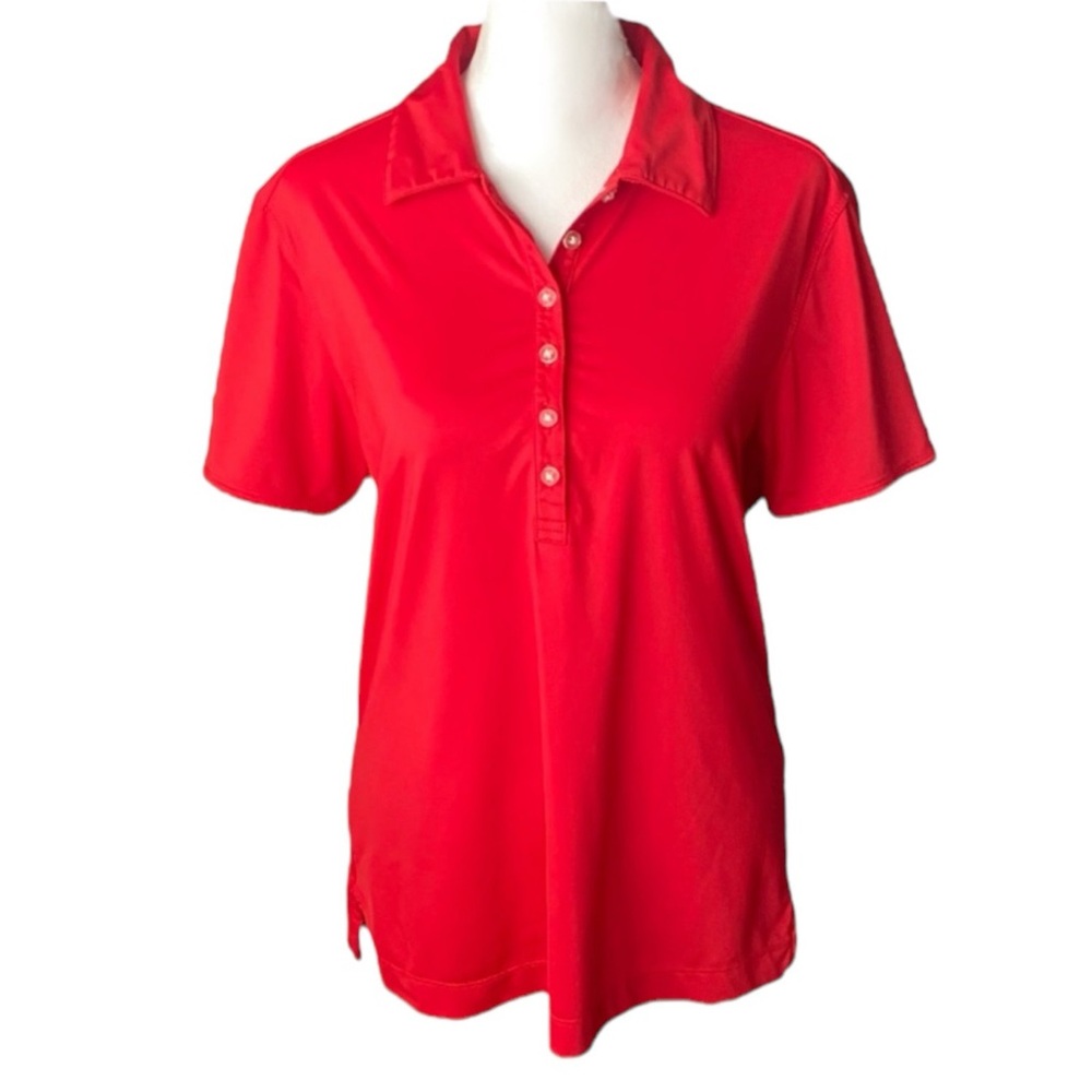 Callaway Women’s Bright Red Golf Button Up Polo Shirt Top  size women’s small